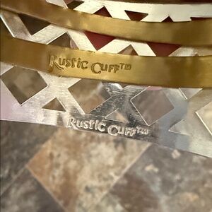 Brand Rustic cuff  set of 2 Gold and Silver Cuff Bracelet Set